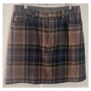 Eddie Bauer Plaid Wool Skirt with Belt Loops and Pockets! Medium or Large